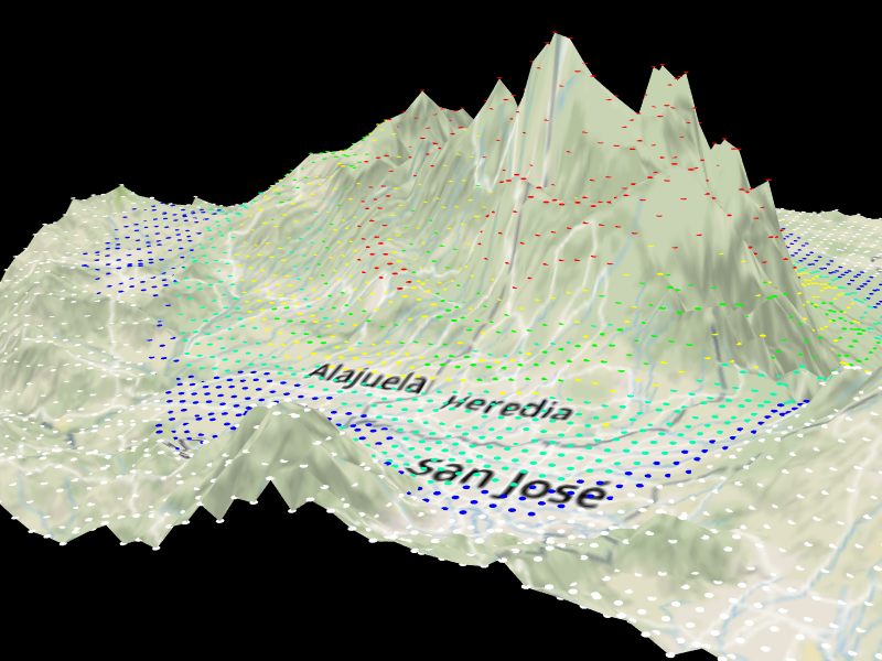 Muestra la propagación de las ondas sísmicas de una simulación 3D de un terremoto de Mw 6.5 en la región de Vara Blanca