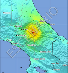 Escenario de la réplica más fuerte del terremoto de Limón de 1991