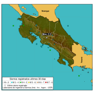 Este mapa muestra la distribución geográfica de los sismos de los últimos 30 días.